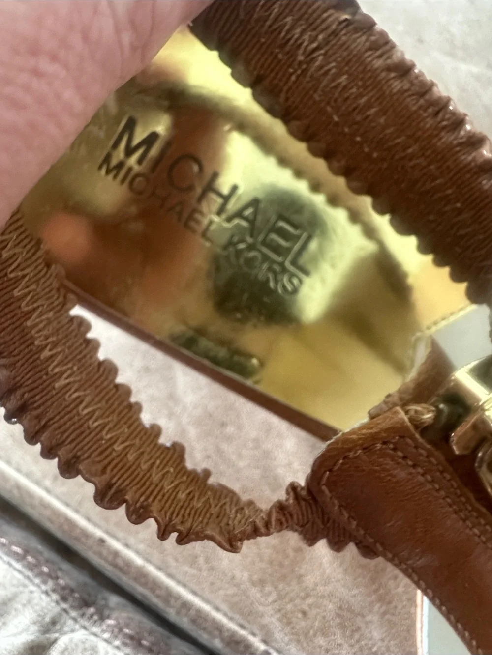 Michael Kors Brown Leather Heeled Sandals with Gold Zipper